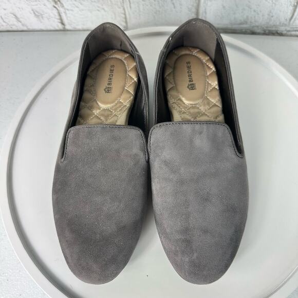 Birdies The Starling Loafers Leather Suede Slip On Neutral Minimal Gray Grey 6 - Picture 3 of 14